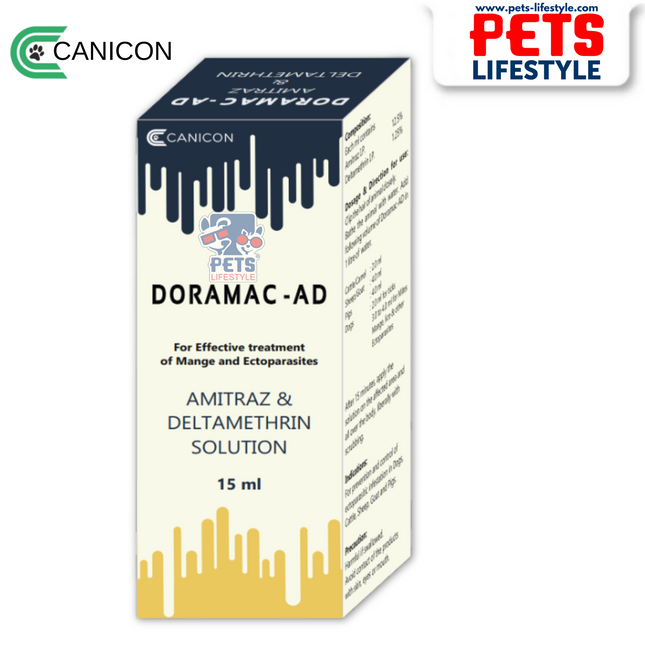 Canicon Doramac-AD – Dual-Action Solution for Mange, Ticks & Lice (15 ml)