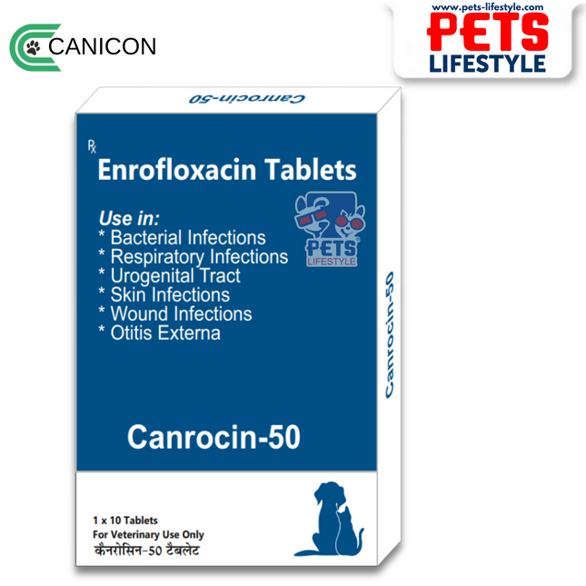 Canrocin-50 Tablets for Dogs & Cats – Broad-Spectrum Antibiotic (1 x 10 Tabs)