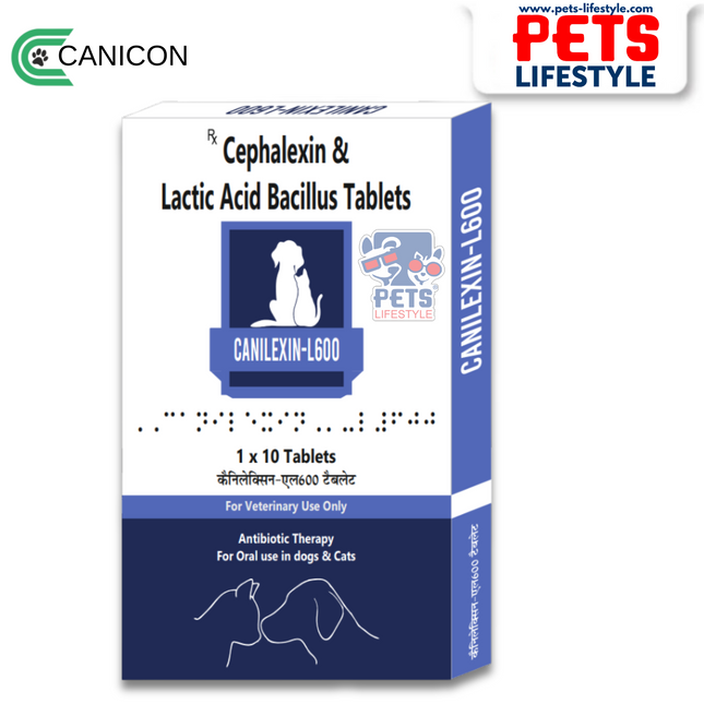 Canilexin-L600 – Cephalexin 600 mg Tablets for Dogs (1 x 10)