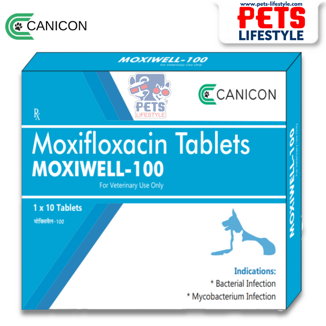 Moxiwell-100 – Moxifloxacin 100 mg (1 x 10 tablets) for Dogs & Cats