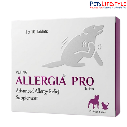 Vetina Allerrgia Pro Allergy Relief Tablets for Dogs & Cats – Advanced Anti-Allergy & Immune Support Formula(10 tablets)
