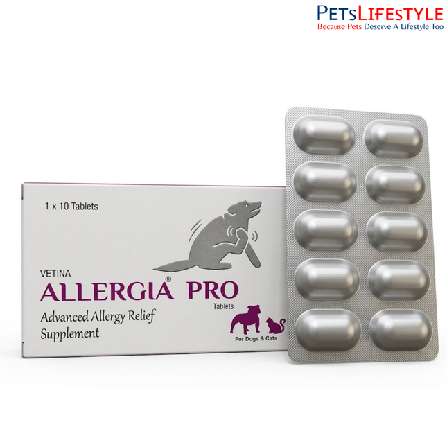 Vetina Allerrgia Pro Allergy Relief Tablets for Dogs & Cats – Advanced Anti-Allergy & Immune Support Formula(10 tablets)