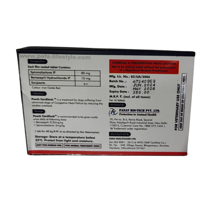 POOCH Cardilock 80mg (10 Tablets) Cardiac Care for Dogs