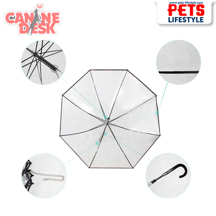 Transparent Dog Umbrella with Built-in Leash – Weather Protection Without Raincoat Hassle