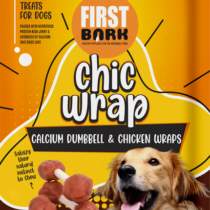 First Bark Chic Wrap Calcium Dumbbell & Chicken Wraps Flavour-70g