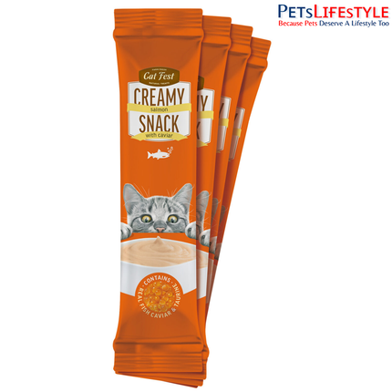 Cat Fest Creamy Snacks single 10 g salmon and caviar pouch