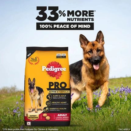 Pedigree PRO Adult Dry Dog Food for Large Breed Active Dog, Chicken, 20kg