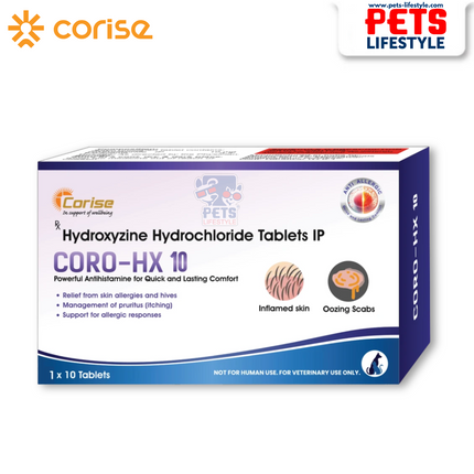 CORO-HX Tablets –Veterinary Antihistamine for Allergic Skin Conditions in Pets(1x10 Tablets)