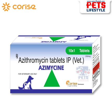 Azimycine Pet Antibiotic Tablets – Azithromycin-Based Treatment for Bacterial & Parasitic Infections (1 x 10 Tablets)