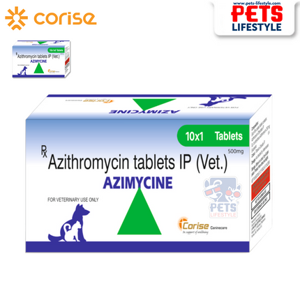Azimycine Pet Antibiotic Tablets – Azithromycin-Based Treatment for Bacterial & Parasitic Infections (1 x 10 Tablets)