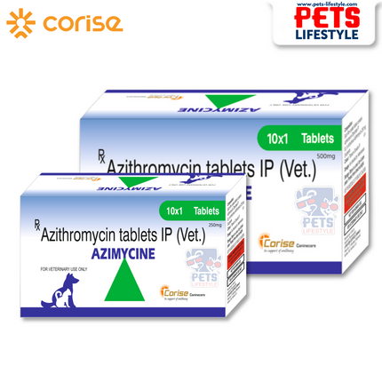 Azimycine Pet Antibiotic Tablets – Azithromycin-Based Treatment for Bacterial & Parasitic Infections (1 x 10 Tablets)