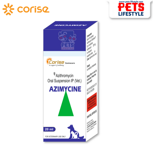 Azimycine Oral Suspension for Pets – Azithromycin 200 mg/5 ml | (20 ml)  for Dogs, Cats & Birds