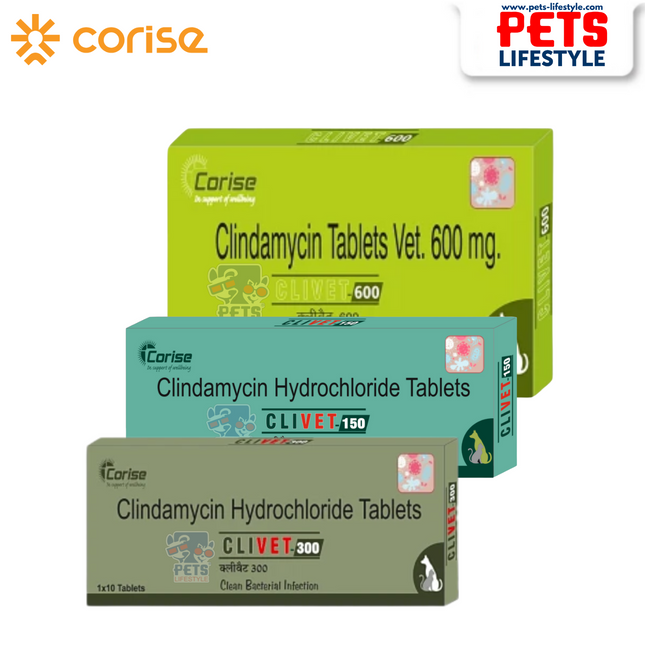 Clivet Tablets – Clindamycin 150mg / 300mg / 600mg | Broad-Spectrum Oral Antibiotic for Pets