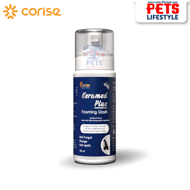 Keramed Plus Foam Shampoo for Dogs | Antifungal, Antibacterial, Anti-Itch | 150 ml Dry Baths