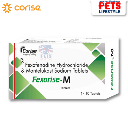 Fexorise-M for Dogs | Fexofenadine 120 mg + Montelukast 10 mg | 10 Tablets