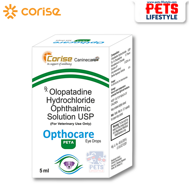 Opthocare PETA Eye Drops – Olopatadine 0.1% for Ocular Allergies in Pets (5 ml)