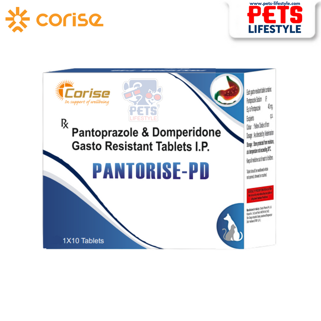 Pantorise-PD (40/10 mg) – Acid Reflux & Anti-Nausea Support for Dogs & Cats