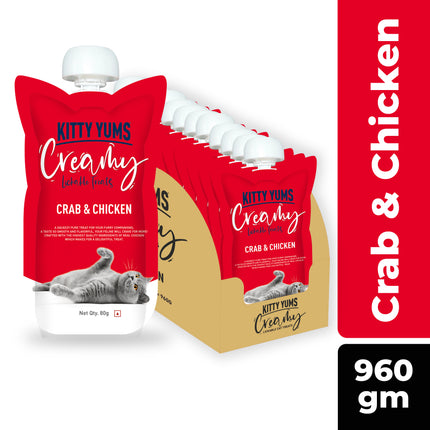 Kitty Yums Creamy Crab & Chicken Treat for Cats 80g