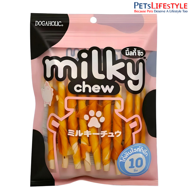 Dogaholic Milky Chew Chicken Stick Dog Treats Milk Flavoured Rawhide Free Snacks for Training & Rewards