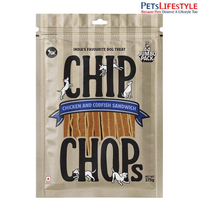 Chip Chops Chicken & Codfish Sandwich Dog Treats 375g