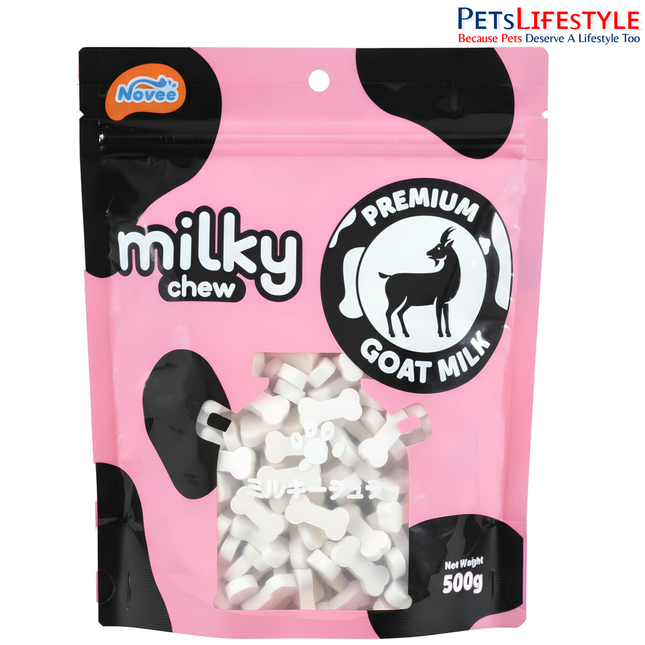 DOGAHOLIC Milky Chew Goat Milk Mini Bones Treats for Dogs – Premium Long-Lasting Calcium-Rich Chew Snacks 500g
