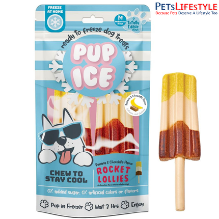 PUP ICE Ready to Freeze Rocket Lollies Dog Treats Banana & Chocolate 90gm