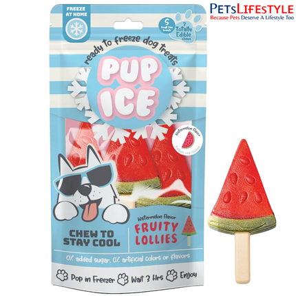 Pup Ice Ready to Freeze Fruity Lollies Dog Treats – Watermelon Flavour (90g)