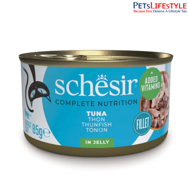 Schesir Tuna in Jelly Wet Cat Food – Complete Tuna Fillets Wet Food for Adult Cats | 85g