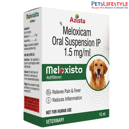 Meloxista 15ml Meloxicam Oral Suspension for Dogs & Cats – Azista Vet Pain & Anti-Inflammatory Syrup