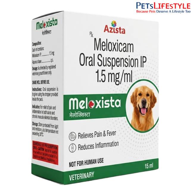 Meloxista 15ml Meloxicam Oral Suspension for Dogs & Cats – Azista Vet Pain & Anti-Inflammatory Syrup