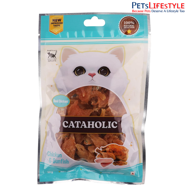 Cataholic Chicken & Fish Treats for Cats and Kittens | Spiral Soft Chicken & Sunfish Snack | High Protein, Easily Digestible, Healthy Cat Treats for Training & Daily Rewards – 50 gm