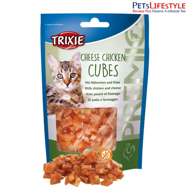 Trixie Premio Cheese Chicken Cubes Cat Treats – Protein Rich Training & Reward Snacks for Cats