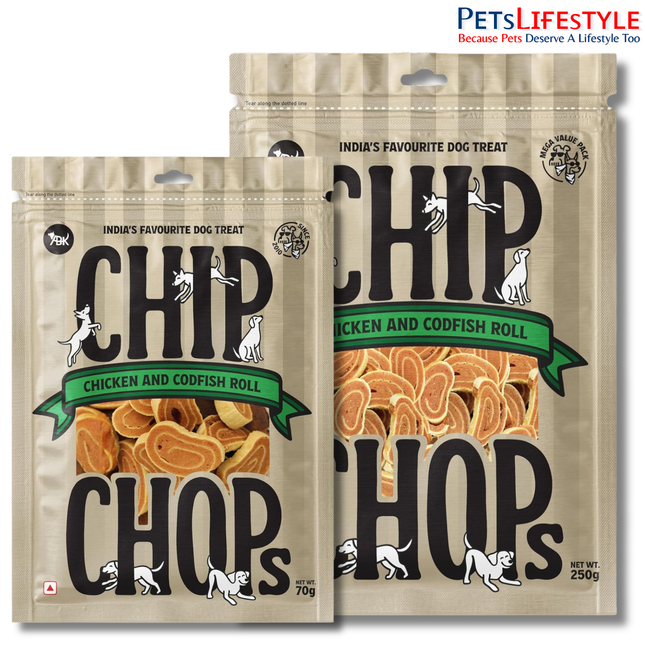 Chip Chops Chicken Codfish Rolls Dog Treats, High Protein Dog Snacks, Healthy Training Treats for Dogs, Easily Digestible, Suitable for All Breeds Puppies & Adult Dogs
