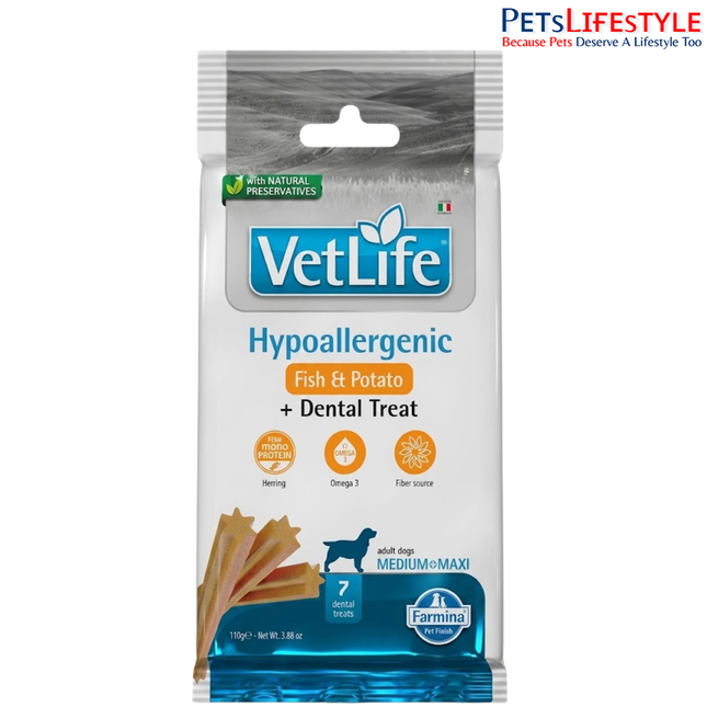 Vet Life Dog Dental Treat Hypoallergenic Adult Medium maxi 100g