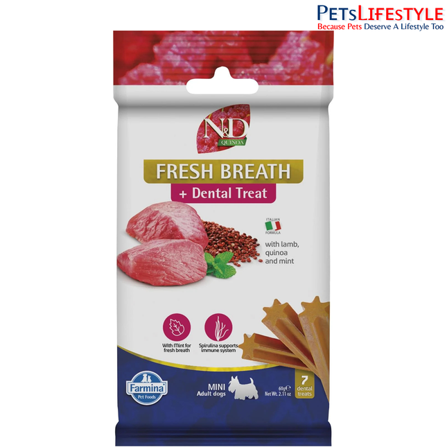 Farmina N&D Quinoa Fresh Breath Dog Treats for Adult Mini Dogs – 60g