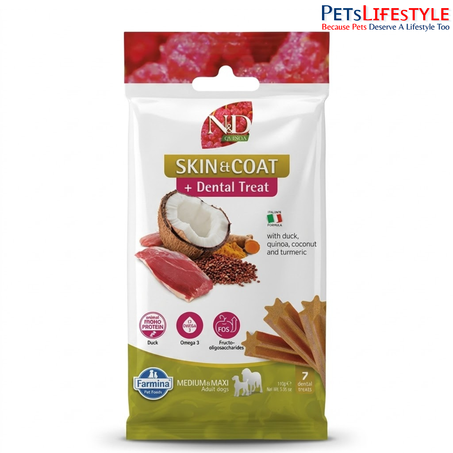 Buy Farmina N&D Quinoa Skin & Coat Support Duck Adult Medium & Maxi Dog  Treats 110g at Best Price Online in India