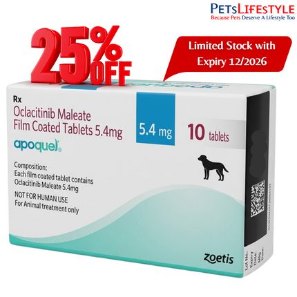 Zoetis Apoquel Tablets For Dogs 5.4mg – 25% OFF | Expiry 12/2026 | Fast Itch & Allergy Relief for Dogs