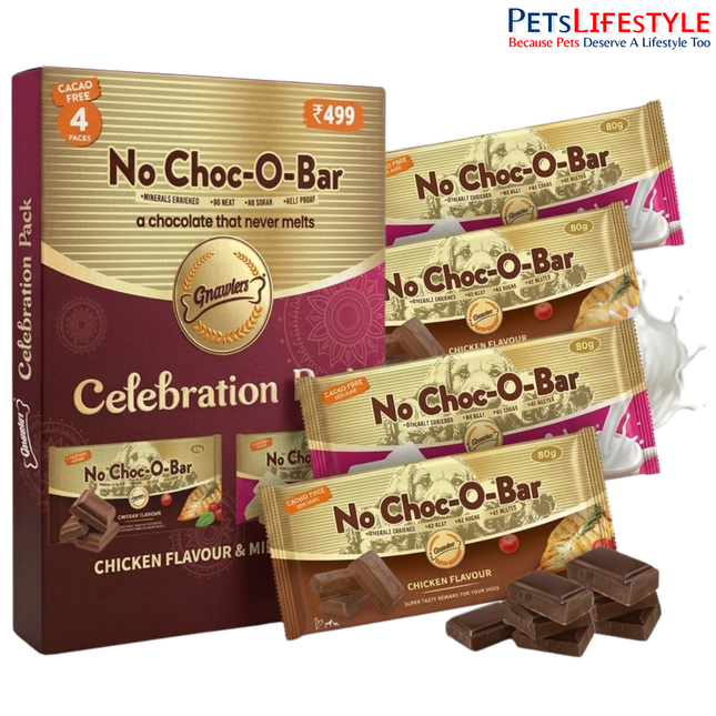 Gnawlers Celebrations Premium Selections No Choco-O-Bar That Never Melts for Dogs Gift Pack, 320g (4 x 80g)