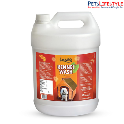 Lozalo Kennel Wash Liquid 5 Litre for Washing Dog Kennel & Flooring, Pet Shops, Veterinary Clinics & Grooming Salons (Red)