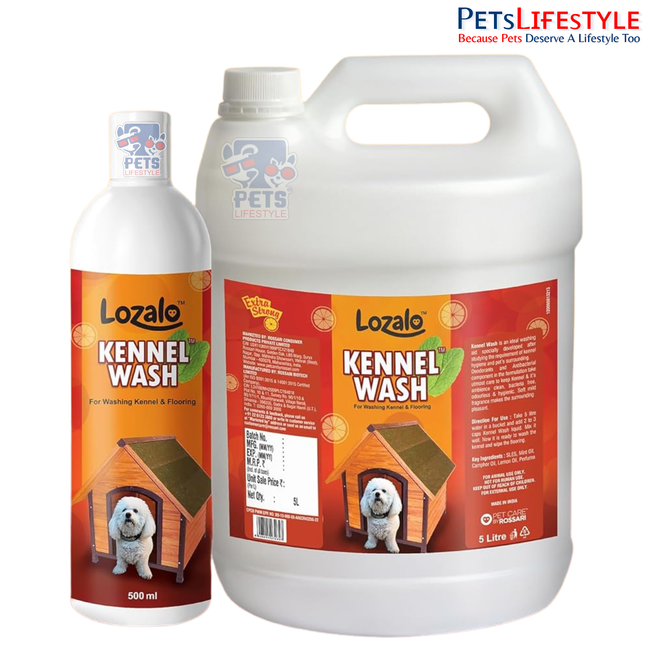 Lozalo Kennel Wash Liquid 5 Litre for Washing Dog Kennel & Flooring, Pet Shops, Veterinary Clinics & Grooming Salons (Red)