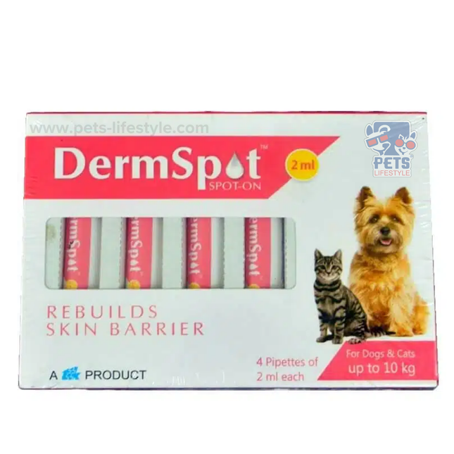 DermSpot Spot-On Topical Skin Barrier Repair for Dogs & Cats up to 10 kg – 2 ml (Pack of 4)