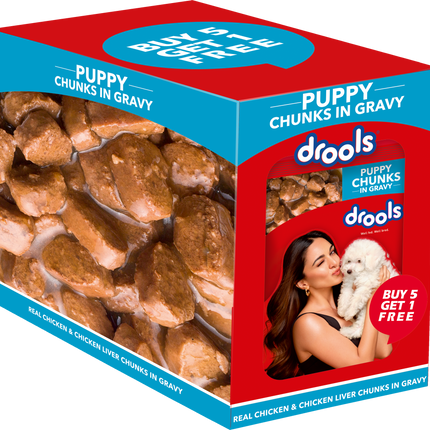 Drools Puppy Wet Dog Food Real Chicken & Chicken Liver Chunks (6 x 150g)