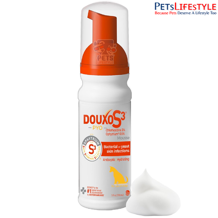 DOUXO S3 PYO antiseptic leave-on mousse for dogs 150 ml bottle front
