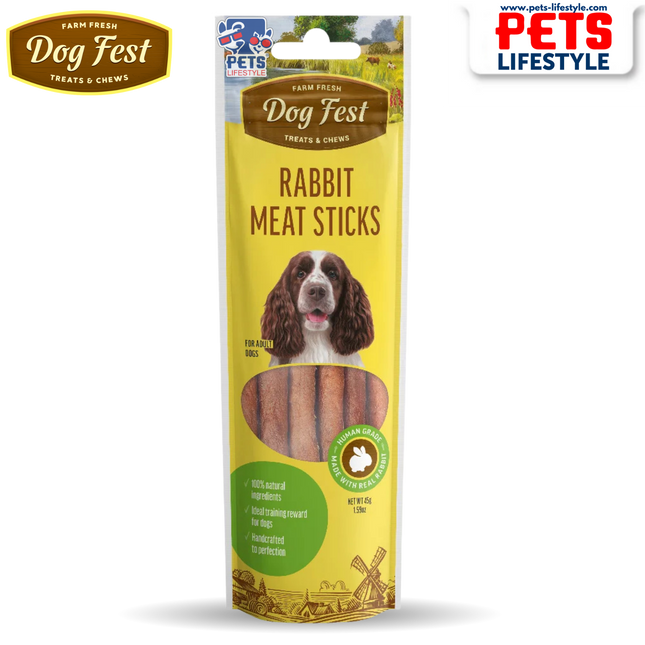 Dog Fest  Rabbit Meat Sticks – Adult Dog Treats (45 g)