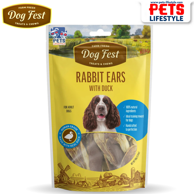 Dog Fest Rabbit Ears with Duck – Adult Dog Treats (90 g)