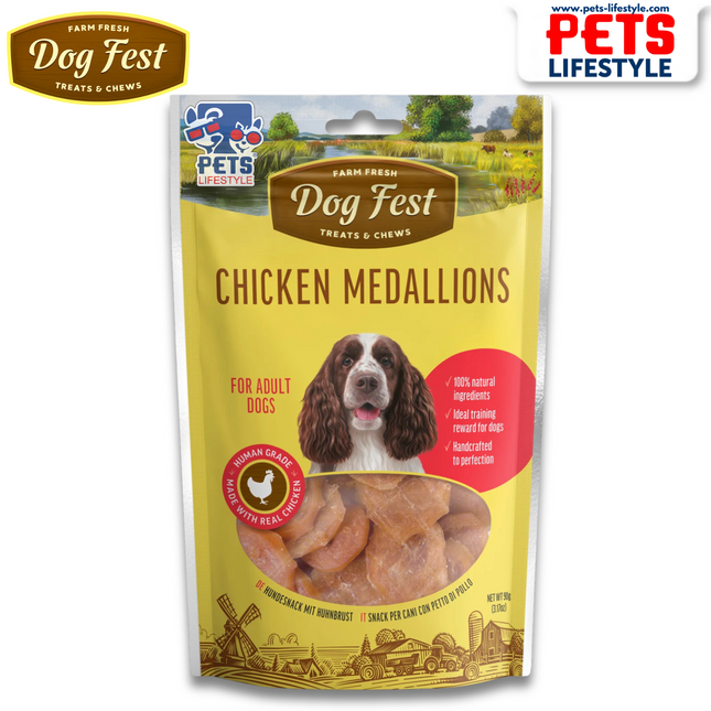 Dogfest Chicken Medallions – Adult Dog Treats (90 g)