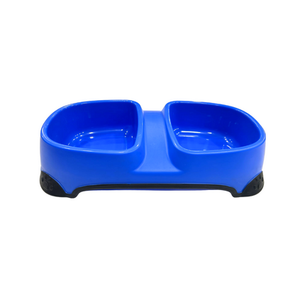 Dog Bowls Double Water and Food Bowls with Non-Slip Resin Station Blue Color Small
