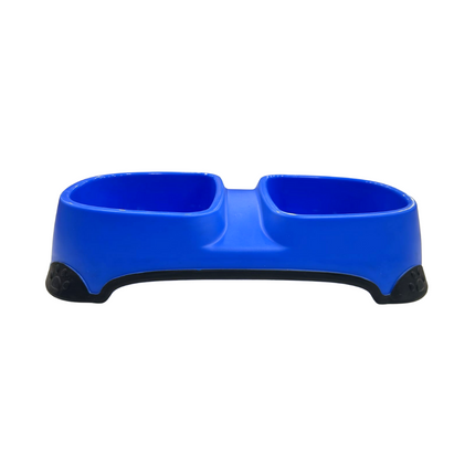 Dog Bowls Double Water and Food Bowls with Non-Slip Resin Station Blue Color Small