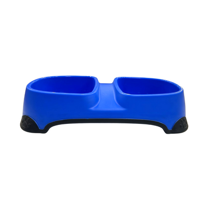 Dog Bowls Double Water and Food Bowls with Non-Slip Resin Station Blue Color Large