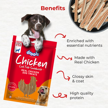 Drools Cod Fish Sandwich Dog Treats 70g
